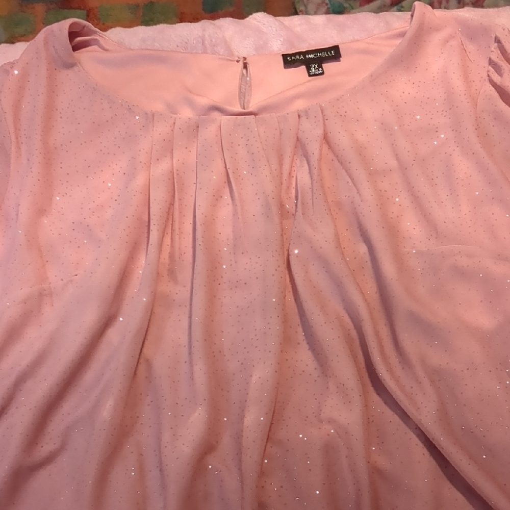 Sara Michelle Pink Pleated Blouse